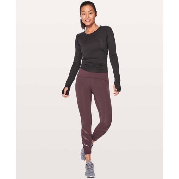 Lululemon Motionful 7/8 Tight 25” Black Cherry plum purple zip pocket mesh - Picture 3 of 8